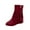 Red, variant on Fesfesfes Womens Boots Ankle Fashion Solid Boots Pointed Tassels Flat Heel Boots Shoes 6(37)
