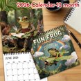 thumbnail image 5 of KOYPTL 2026 Frog Wall Calendar,12 Months Hanging Monthly Calendar with Lined Notes To Do Area Simulation Images for Home Office Classroom Decorations Holiday Supplies with Binding Hanging Hook, 5 of 5