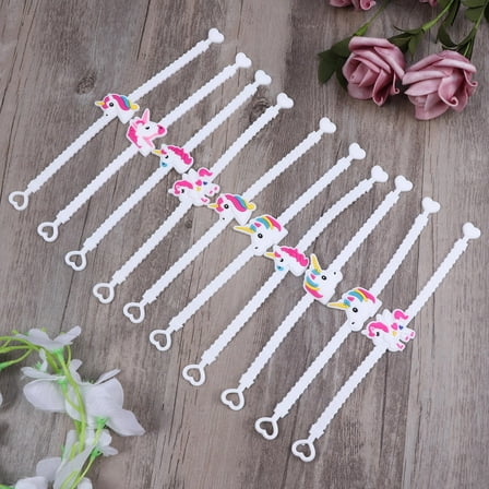 Supvox 10Pcs Assorted Color Unicorn Silicone Wristbands Party Favors for Kids Wearable Birthday Decorations