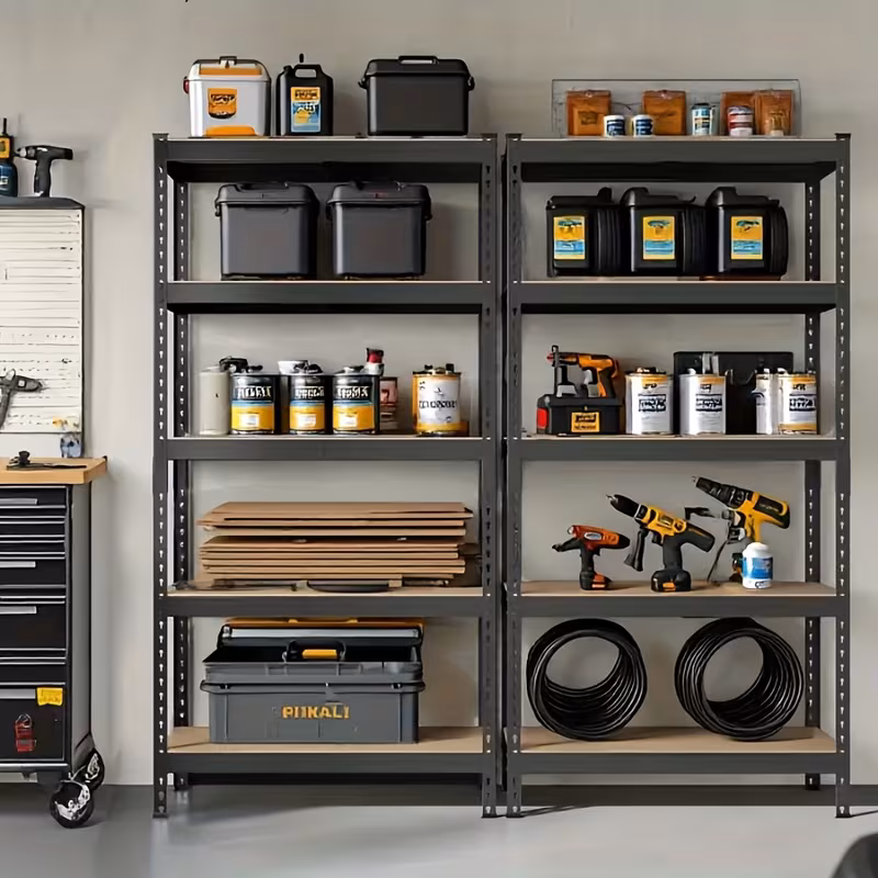 Heavy Duty 5-Tier Metal Shelving Unit, 72" Adjustable 2000lbs Capacity Garage Storage Rack, Utility Shelf for Kitchen, Basement, Warehouse, Living Room, Black