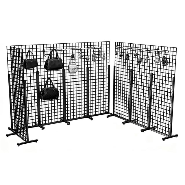 FixtureDisplays® Metal Stand Gridwall Display Sturdy Metel Wire Merchandiser Rack Floor Stand (10054+15809) x 8PK