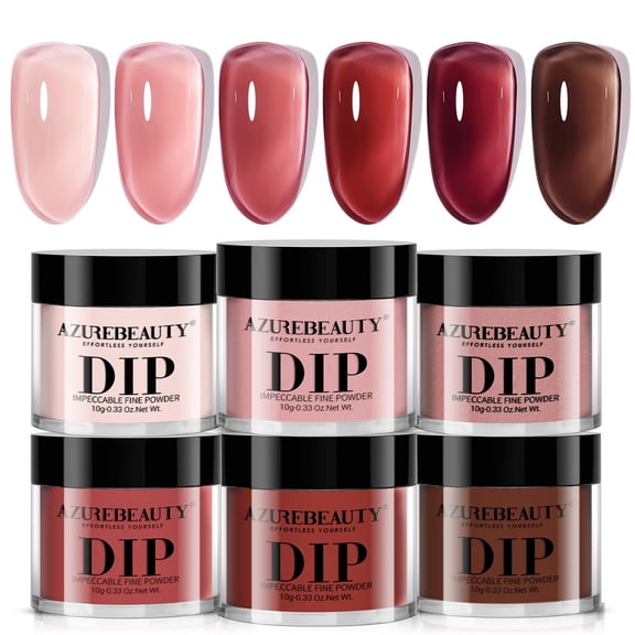 AZUREBEAUTY Dip Powder Set 6 Pcs Jelly Blush Gradient, Natural Dipping Powder French Nail Art Starter Manicure Salon DIY at Home