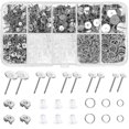 thumbnail image 1 of Earring Posts And Backs, 1650pcs Stainless Steel Earring Making Kit Earring Posts Studs, Earring Backs, Jump Rings, 1 of 5