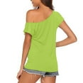 thumbnail image 4 of YDFCWXW Women's Off Shoulder Tops Short Sleeve Casual Loose Batwing Shirts Oversized Blouse Tunic Top Green, XL, 4 of 8