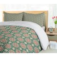 thumbnail image 5 of Ambesonne Eastern Duvet Cover Set, Mosaic Florets Chevron, 2-Calking, Forest Green Pale Pink, 5 of 7