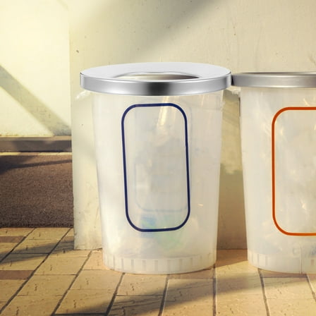 WEUVEB Stainless Steel Garbage Can with Large Opening Lid, Wind Resistant, Outdoor Trash Bin