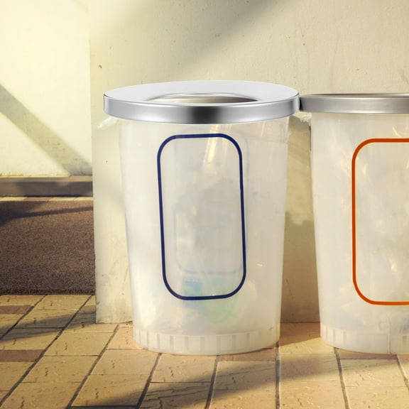 WEUVEB Stainless Steel Garbage Can with Large Opening Lid, Wind Resistant, Outdoor Trash Bin
