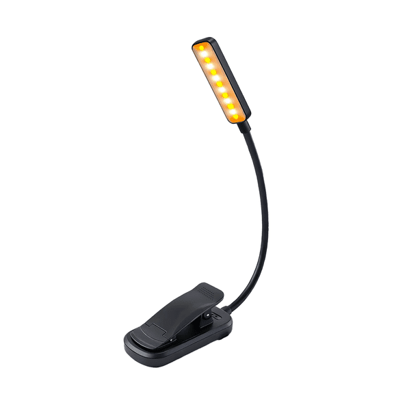 Rechargeable Clip-On Reading Light for Bed Reading, 13 LED Beads, 5 Brightness Levels, 3 Color Temperatures, 1200mAh Battery, 120-Hour Runtime, Flexible Book Light