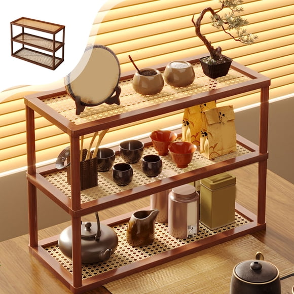 Amzcrzy Wood Shelf for Storage Desktop Shelf Multi Layer Water Cup Cosmetic Small Storage Rack Office Desk Workstation Organizing Layered Display Shelf Furniture Office Desk Accessories