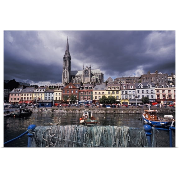 Great BIG Canvas | "Ireland, County Cork, Cobh. Harbor view and St. Colman's church" Art Print - 36x24