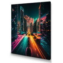 Designart Futuristic Miami Neon Art III Canvas Wall Art