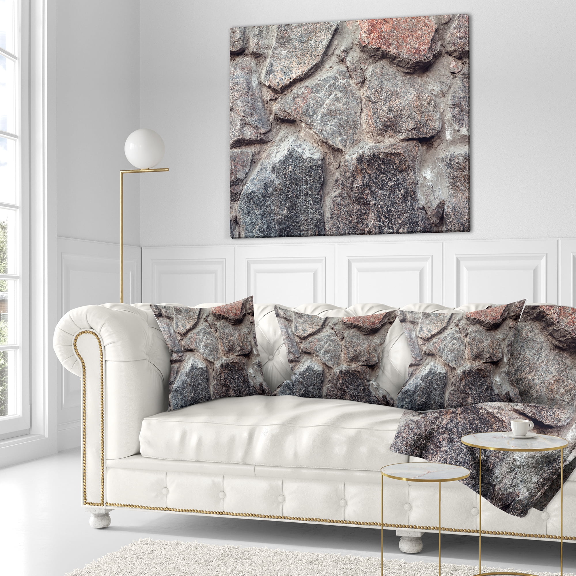 Designart Natural Granite Stone Texture - Landscape Photography Throw Pillow - 18x18