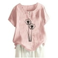 thumbnail image 2 of Babysbule Hauts pour Femmes en Liquidation Mode Femme Col Rond Manches Courtes Blouse T-Shirt Imprimé Hauts Amples, 2 of 4