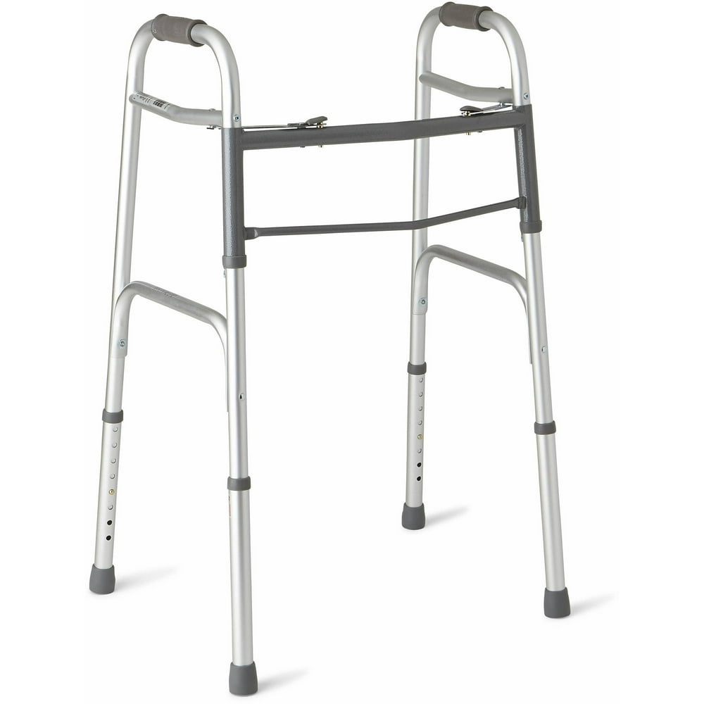 Medline Deluxe Two-Button Folding Walker - Walmart.com - Walmart.com