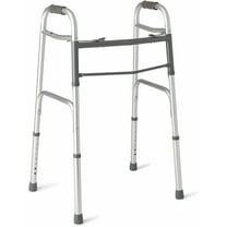Medline Deluxe Two-Button Folding Walker with Height Adjustable Legs, 300 lb Weight Capacity