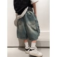 thumbnail image 4 of CAIVO Child Stylish Boys Blue Denim Shorts Summer Lightweight Casual Mid Length Jeans Shorts For Boys Youth Summer Wear Breathable Comfort Relaxed Fit Bottoms, 4 of 8