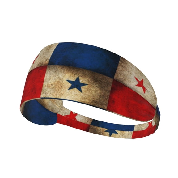 Grunge Retro Panama Flag Sports Headbands Sweatbands Non Slip Sweat Bands Athletic Workout Fashion Wide Hair Bands For Men Women