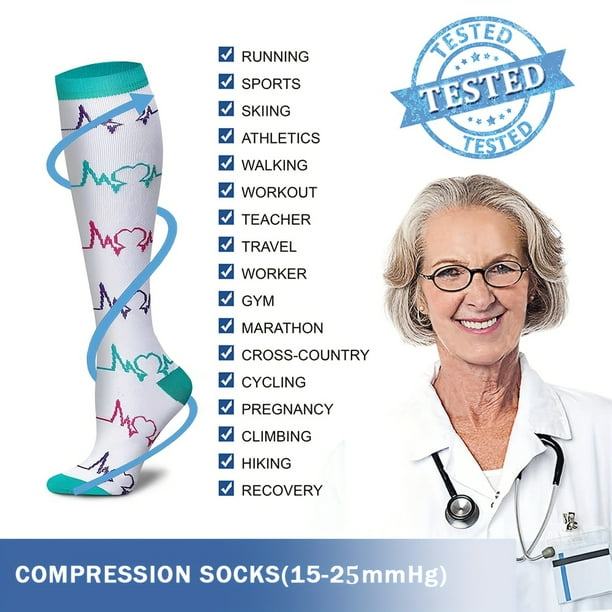 Compression Socks For Women & Men 20-30 mmhg - Running Hiking Ski Pregnancy  : : Health & Personal Care