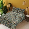 thumbnail image 2 of Ambesonne Floral Fitted & Flat Sheet with Shams 4 Pcs Set, Flowers Acrylic Repeating, Queen, Sea Green and Cadet Blue, 2 of 5