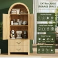 thumbnail image 4 of FURSUN 71" Tall Fluted Arched Bookshelf with Doors, Wood Pantry Storage Cabinet with 2 Large Drawers, Modern Versatile Bookcase for Living Room, Kitchen, Dining, Natural Oak, 4 of 8
