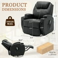 thumbnail image 2 of Lnsenfin Manual Swivel Rocker Recliner Chair with Massage Faux Leather for Living Room,Black, 2 of 7