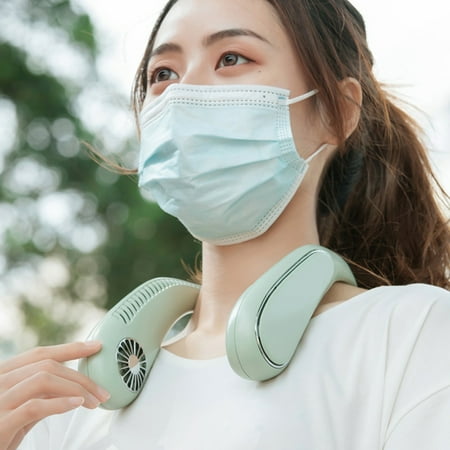 

Hesroicy 2400mAh Hanging Neck Fan Rotating 360 Degrees 3-speed Safe from Pinching Hair Low Noise High Flexibility USB Rechargeable Wearable Fan for Camping