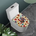 thumbnail image 2 of ZIATUBLES Rooster Hippie Flower Print Washable Stretch Fabric Toilet Bowl Lid Cover with Elastic Edges Fits Round Oval Elongated Lids Bathroom Decor Accessories, 2 of 6