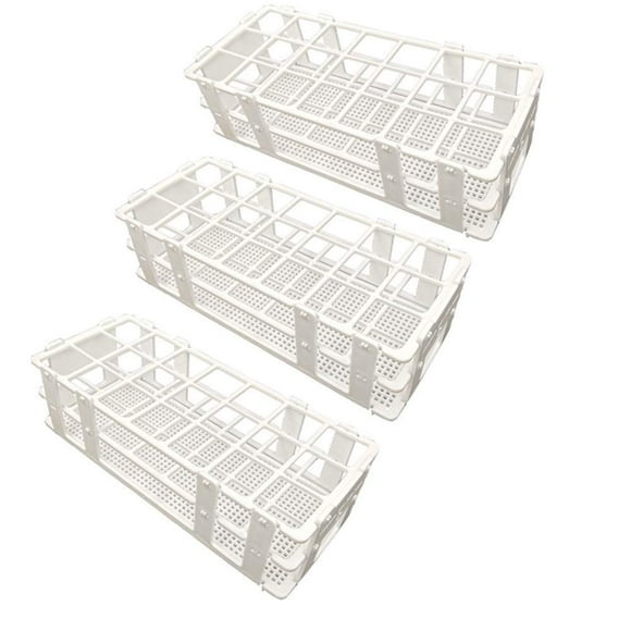 Pocomoco 3 paquetes de soportes para tubos de ensayo de plástico, 21 orificios, soporte para tubos de ensayo de laboratorio para tubos de ensayo de 30 mm, color blanco, desmontable (21 orificios)