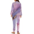thumbnail image 2 of DISNIMO Marble Print Women's 2 Piece Pajama Sets Long Sleeve Nighwear Button Down Pjs V Neck Sleepwear Loungewear with Long Pants, 2 of 6