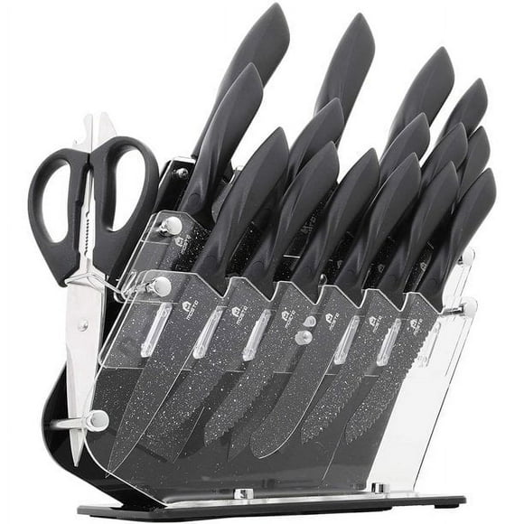 Ceramic Coated Knife Block Set with 16Pcs Kitchen Knives