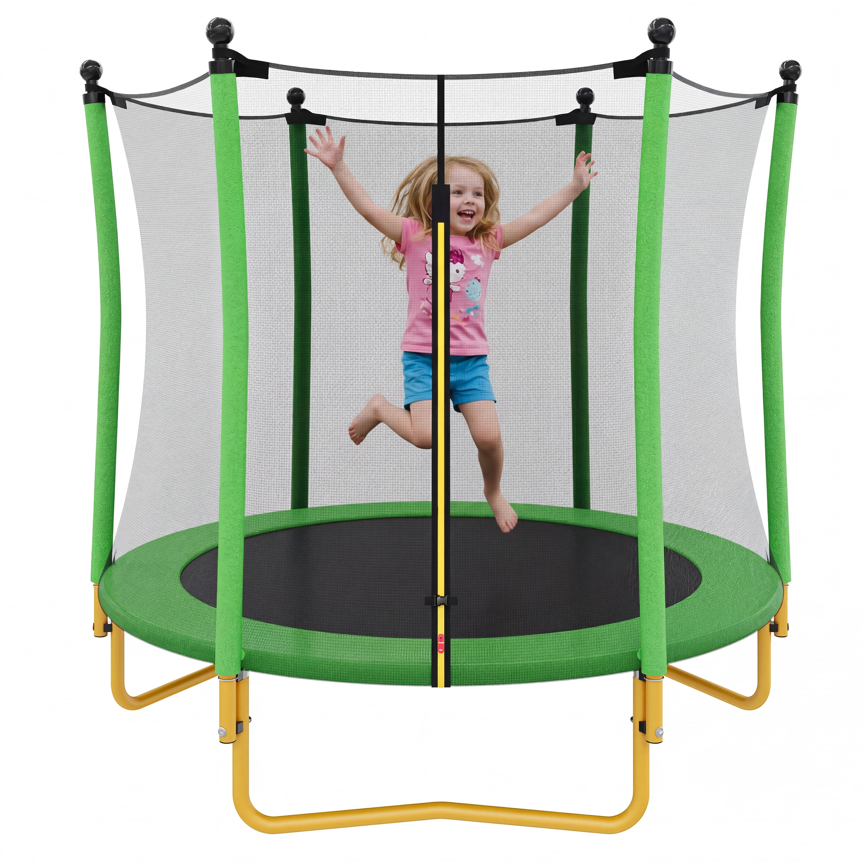 5.5 FT Kids Trampoline with Safety Enclosure Net, U-Shaped Steel Legs & Foam Poles, Heavy Duty Mini Trampoline for Indoor Outdoor Toddler Play