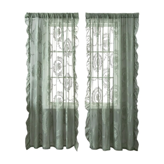 Orangide Lace Sheer Curtain Floral Rod Pocket Window Curtain for Living Room Bedroom Soft Sheer Voile Drapes Home Decor Light Filtering