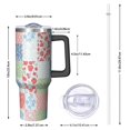 thumbnail image 2 of 40oz Pioneer Flower Floral Print Pattern Insulated Tumbler with Handle, BPA-Free Leak Proof Lid and Straws, Double Wall Vacuum, Hot 12h/Cold 34h, 2 of 6