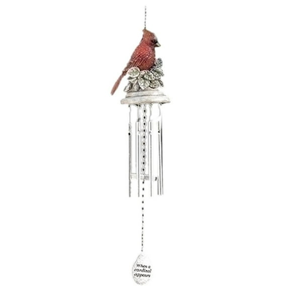 Roman 16.00In Cardinal Small Windchime, Polyresin, Bell Red Bird 14318