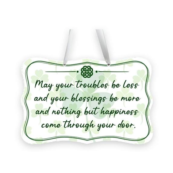 Lifesong Milestones Inspirational Irish Ribbon Wall Sign 8x12in - May Your Trouble Be Less