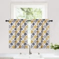 thumbnail image 2 of Yesfashion Quatrefoil Tier Curtains , Set of 2 Moroccan Tile Printed Short Bathroom Window Curtain, Cotton Blend Half Window Curtains, 2 of 7