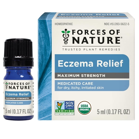 Forces of Nature Eczema Control, Natural, Organic, Relief for Itching, Redness, Plant-based Oil, 5ml