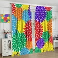 thumbnail image 5 of Rainbow Dahlia Flower Curtains, Abstract Colorful Red Purple Green Blue Chrysanthemum Flower Blooming Window Drapes for Farmhouse Kitchen Bedroom Living Room, 84" W X 84" L, 5 of 6