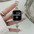thumbnail image 2 of Bling Heart-Shaped Band Compatible for Apple Watch Band 38mm 40mm 41mm, Watch Band for Women Girls with Link Removal Tool Chain Strap for iWatch Series 9 8 7 6 5 4 SE 3 2 1, Starlight, 2 of 6