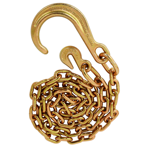 8Ft Grade 70 Tow Chain 4700 lb SWL 8" Forged Hooks