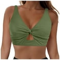 thumbnail image 2 of qelini Bikini Top for Women Paddad Push Up V Neck Bikini Bra Solid Color Swimwear Summer Beach Vocation, 2 of 5