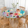 thumbnail image 3 of Pioneer Flower Floral Print Pattern Round Fitted Tablecloth with Elastic Edge,Dining Table Cover Waterproof,Outdoor Round Tablecloth for Camping,Dining,Indoor and Outdoor, 3 of 7
