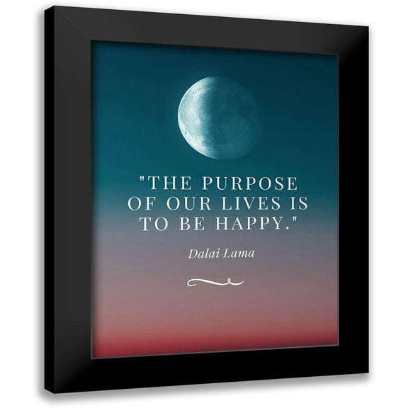 ArtsyQuotes 12x14 Black Modern Framed Museum Art Print Titled - Dalai Lama Quote: To Be Happy