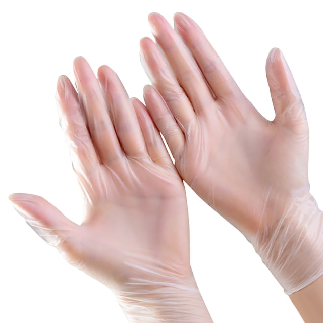 PVC Gloves One-time Clear Latex One-time PVC Gloves Food Gloves Powder Free Hand Protector for Kitchen Food Cooking, S
