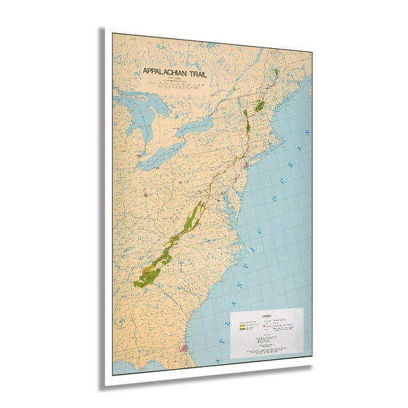 HISTORIX 1981 Appalachian Trail Map Vintage Poster Wall Art Print, 24 x 36 Inch