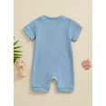 thumbnail image 5 of FEORJGP Infant Little Boy One-piece Jumpsuits 0-12M Toddler Baby Summer Solid Basic Bodysuits Short Sleeve Solid Color Button Romper Newborn Kids Fashion Comfy Dailly Waffle Playsuit for Vacation, 5 of 8