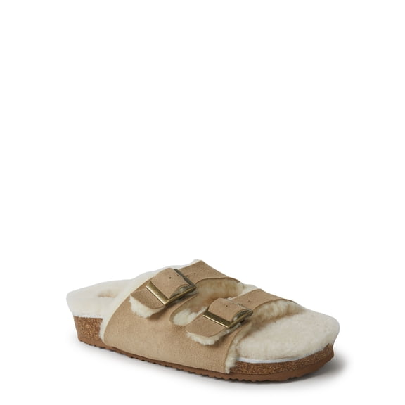 Fireside by Dearfoams Women's Tamworth Genuine Shearling Double Band Sandal