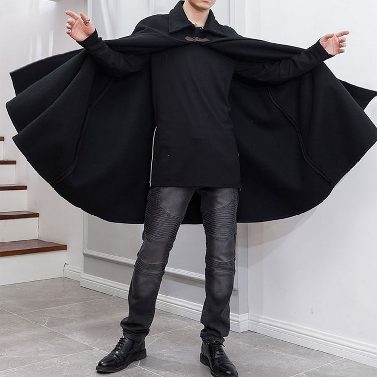 INCERUN Men's Punk Shawl Poncho Cloak Jacket Fleece Cape