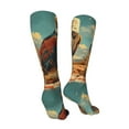 thumbnail image 3 of Honeii Western Desert Cactus Bald Eagle Print Calf Socks Sports Socks Seamless Toe, Trouser Socks,Knee High Long Socks for Women and Men-One Size, 3 of 8