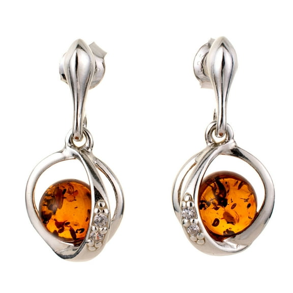 Sterling Silver and Baltic Honey Amber Earrings "Brianna"